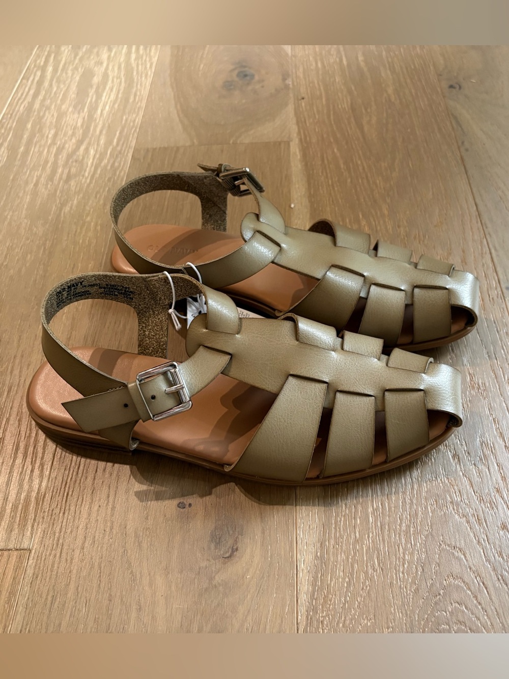 Olive Green Woven Fisherman Sandals - Picture 1 of 3